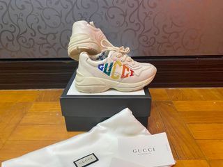 Gucci Rhyton Shoes Gucci Logo Leather Sneaker, Luxury, Sneakers & Footwear  on Carousell