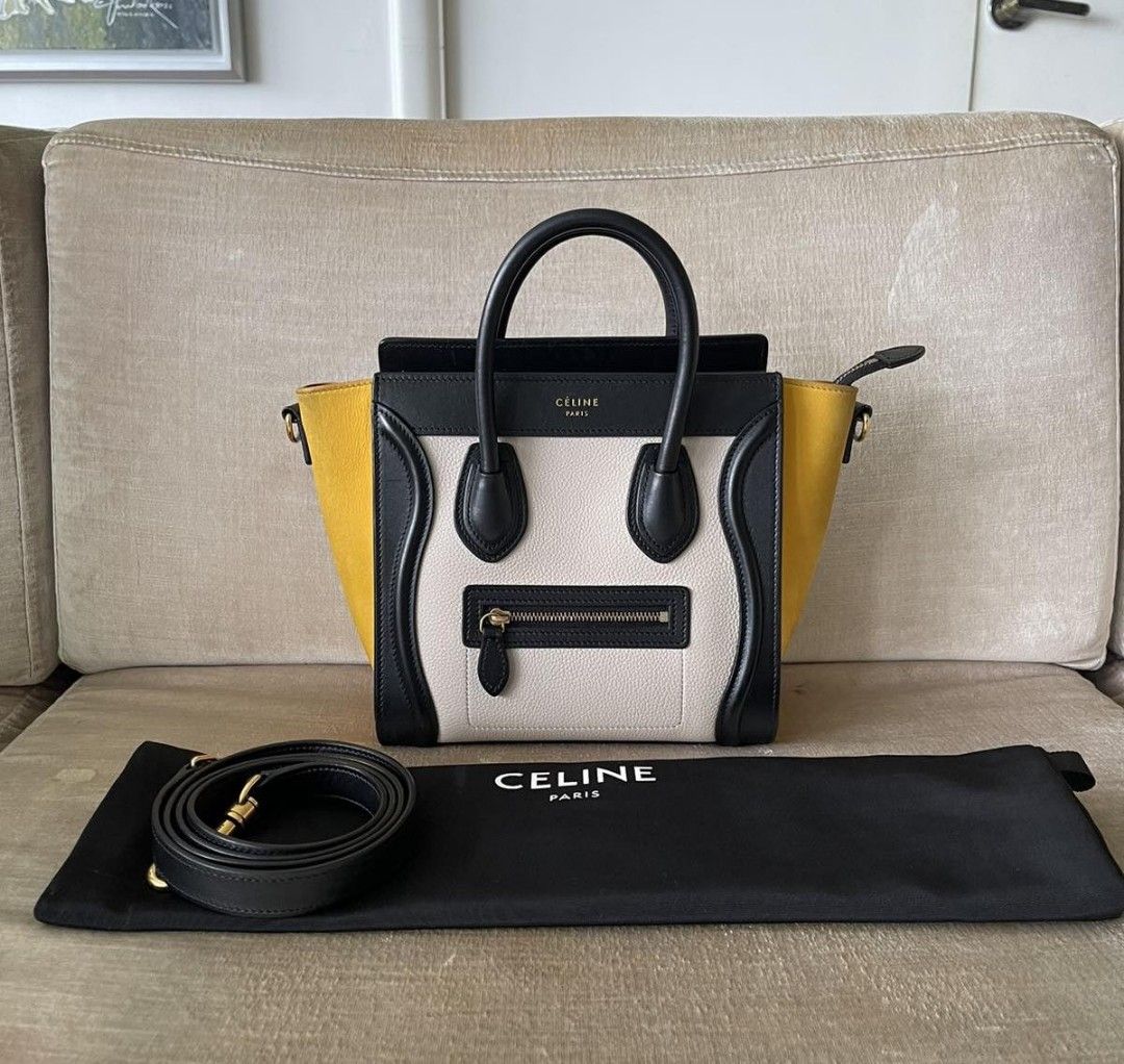 Authentic CELINE Tricolor Smooth Calfskin Nano Luggage Tote sling, Luxury,  Bags & Wallets on Carousell