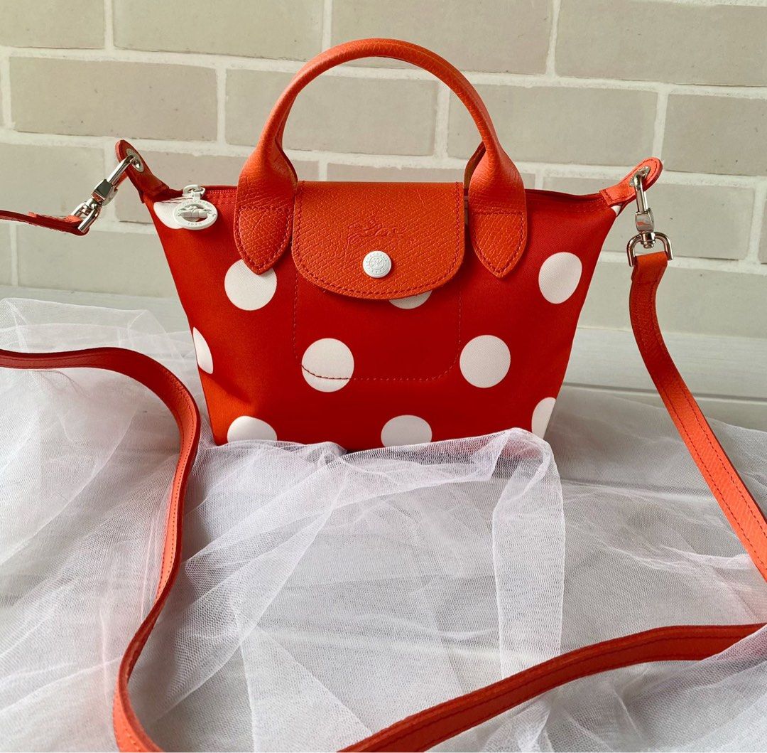 Longchamp LC polkadot xs red. Uk 17 26x11x14 cm. Barang Mewah Tas Dompet di Carousell
