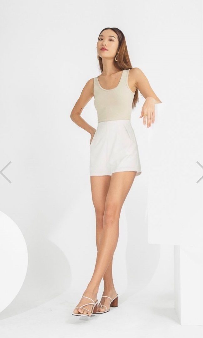 Lovet Maison Seamless Tailored High Waist Shorts in White