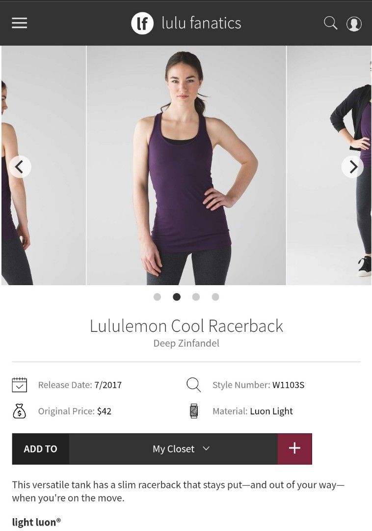 Lululemon Cool Racerback - Deep Zinfandel - lulu fanatics