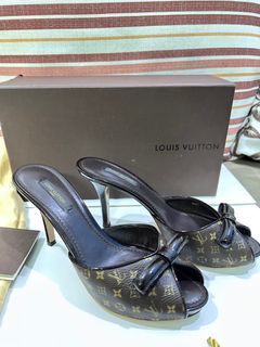 Louis Vuitton, Shoes, Louis Vuitton Peep Toe Heels Monogram Bow Lv 235 Sz  36