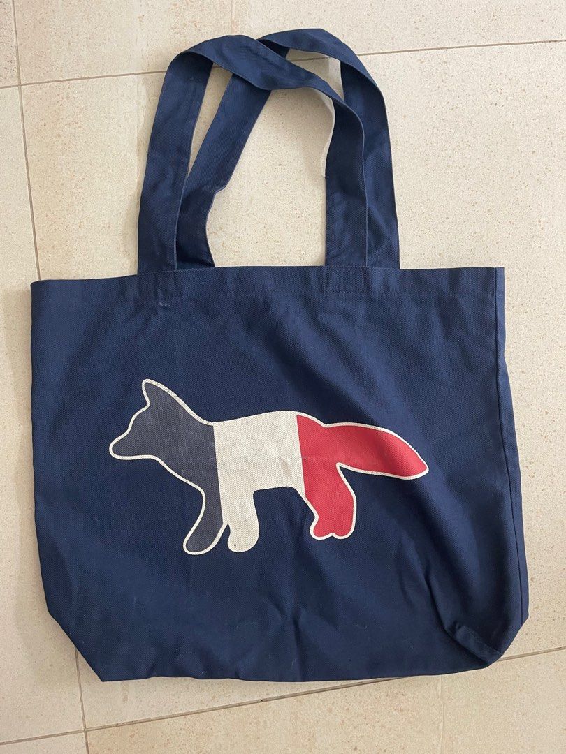 【送料&関税込】Maison KitsunAC Tote Bag In Canvas MAISON KITSUNÉ - COTTON CANVAS BAG WITH FOX HEAD PRINT