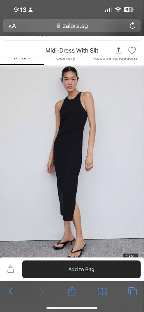 Mango MIDI Dress with Slit, Women's Fashion, Dresses Sets