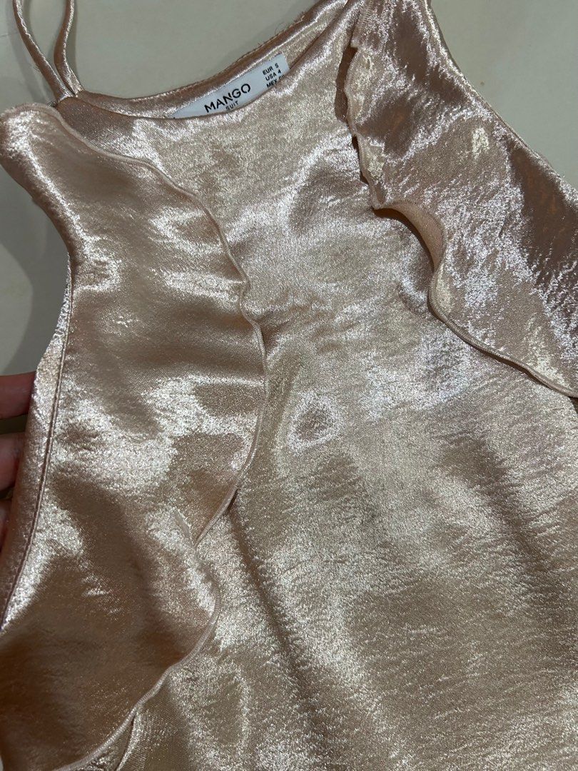 Mango Suit champagne gold ruffles dress, Women's Fashion, Dresses & Sets,  Dresses on Carousell