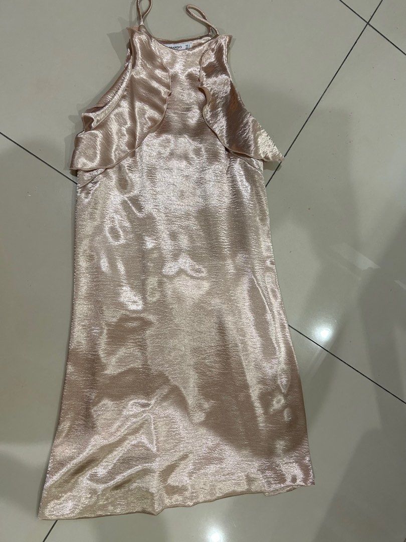 Mango Suit champagne gold ruffles dress, Women's Fashion, Dresses & Sets,  Dresses on Carousell