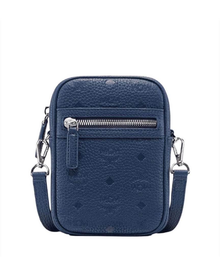 MCM Mini Leather Visetos Deep Blue Sea Crossbody Bag