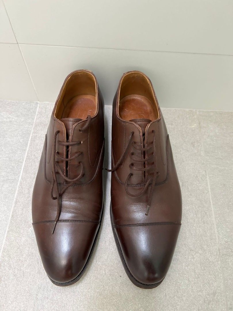 Meermin Mens Leather Espresso Captoe Oxford Shoes UK8 or 42