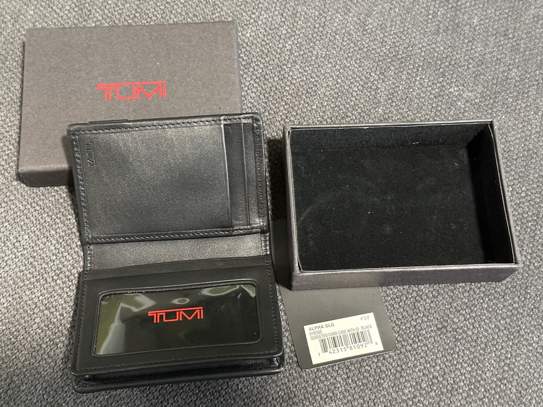 Men s Gusseted card case with ID black Men s Fashion Bags Belt