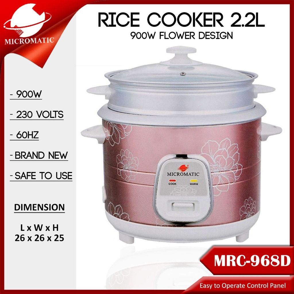 Micromatic Rice Cooker with Steamer 2.2L (different designs), TV & Home