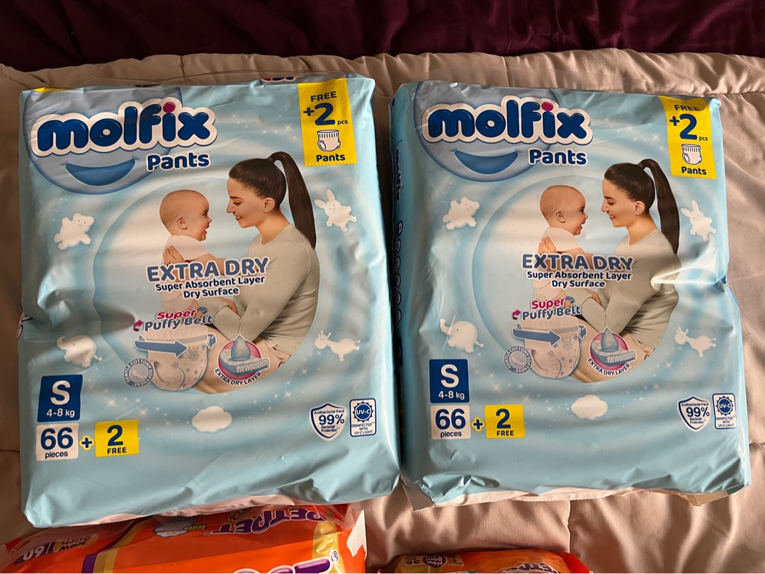Molfix Extra Dry Pants (S66+2) Jual 2 sekaligus free 3 trial pack