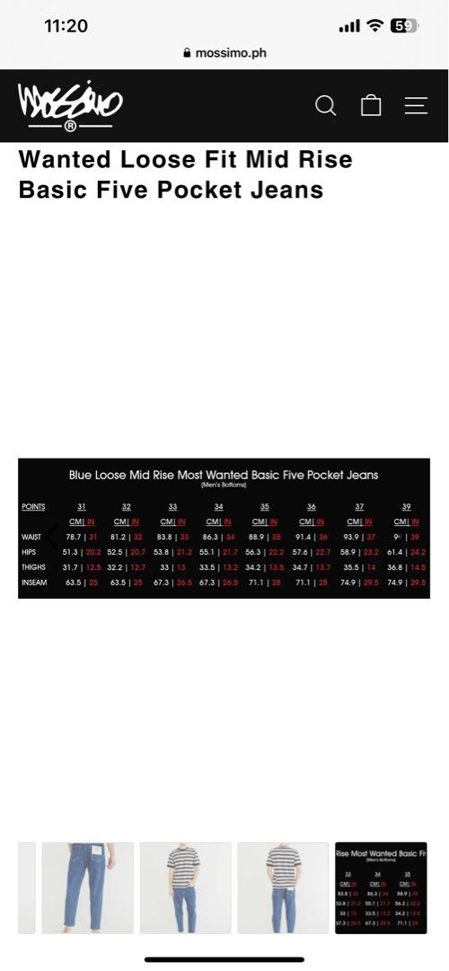 Mossimo jeans size chart sales