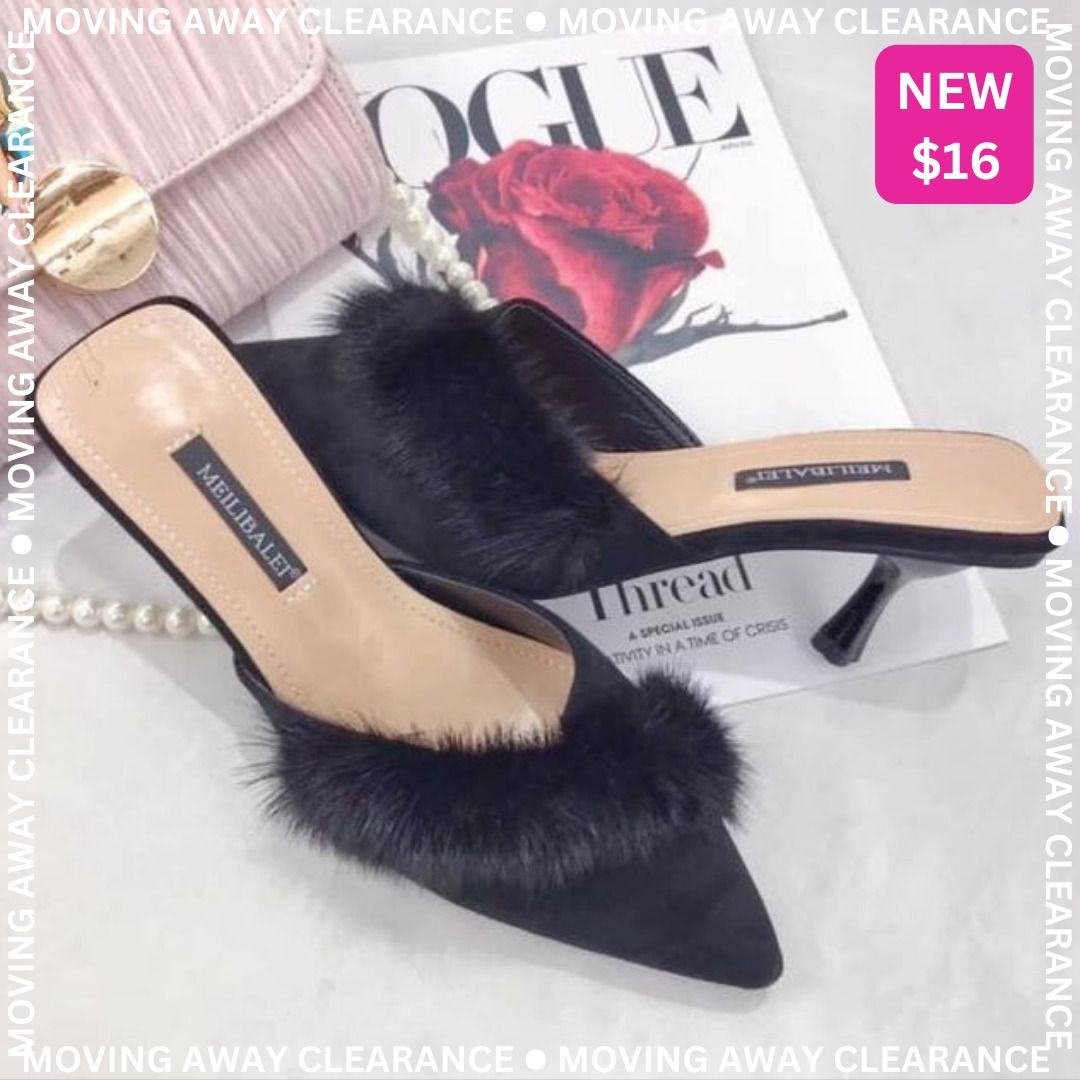 Fur trim top heels