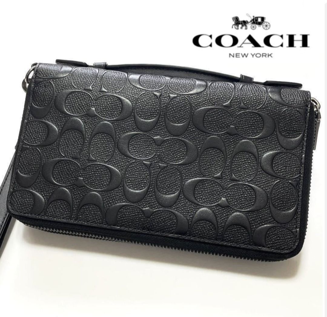 New Coach Original Black Embossed Collection DOUBLE ZIP TRAVEL