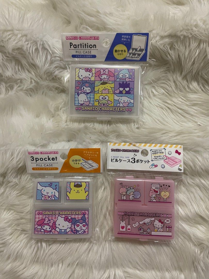 New Design Sanrio Characters Pill Case (Category: Character Goods) located in Santa Rosa. Submitted by bellesdreamph (Listing ID 1250087734, Image 1). Description: New Design Sanrio Characters Pill Case Partition Pill Case - 9pcs 3 pocket pill case white - 9pcs 3 pocket pill case pink - 8pcs P110 each + SF PLEASE READ BEFORE YOU ASK *All item is open for early reservation *Since this item is still in Japan it is SOLDOUT on my shopee account, i wi