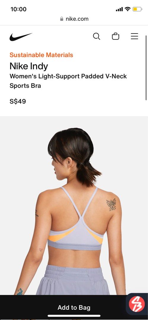Women's padded V-neck sports bra with light support