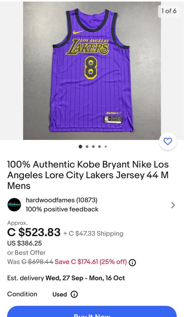 Nike NBA Los Angeles Lakers Kobe Bryant Lore Series Purple Jersey