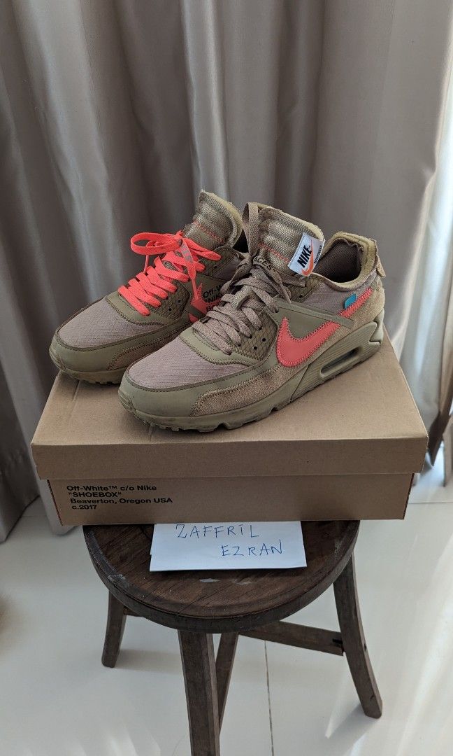 Off white air max 90 desert ore orange laces cheap