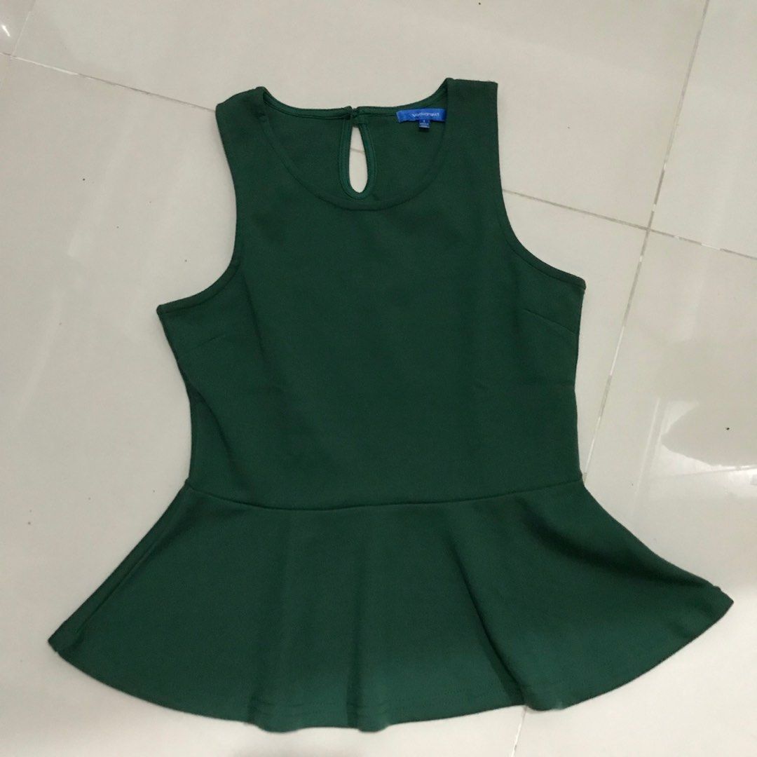 Peplum top - S/green, Fesyen Wanita, Pakaian Wanita, Atasan di Carousell