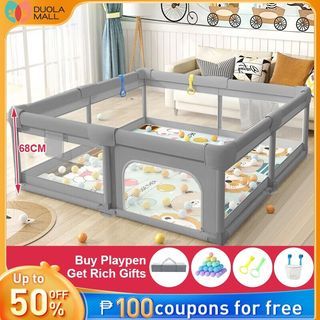 Playpen for Baby Large Playpen With Stainless Steel Frame Breathable Mesh Bed Fence