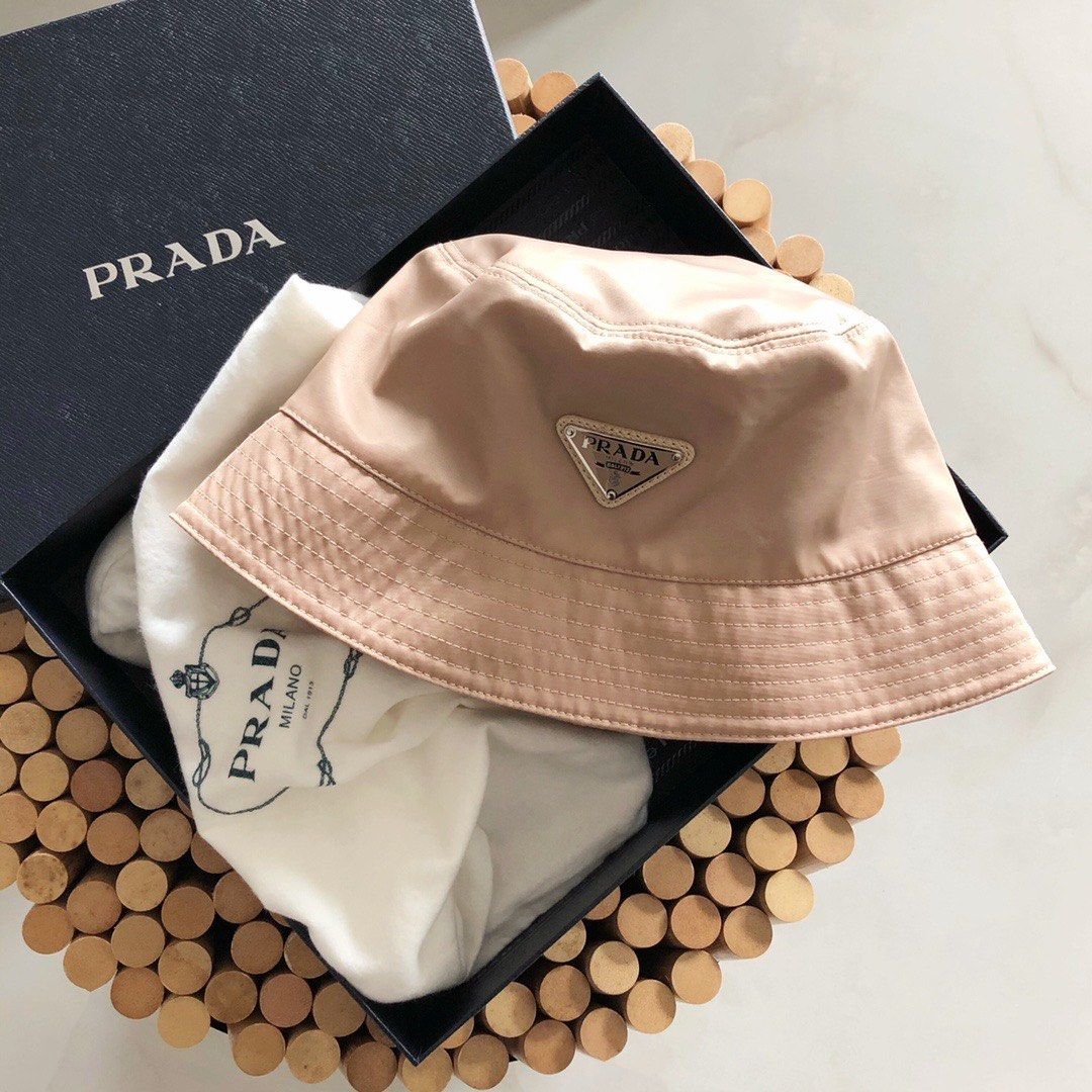 Prada Re Nylon Bucket Hat Cameo Beige Mx2