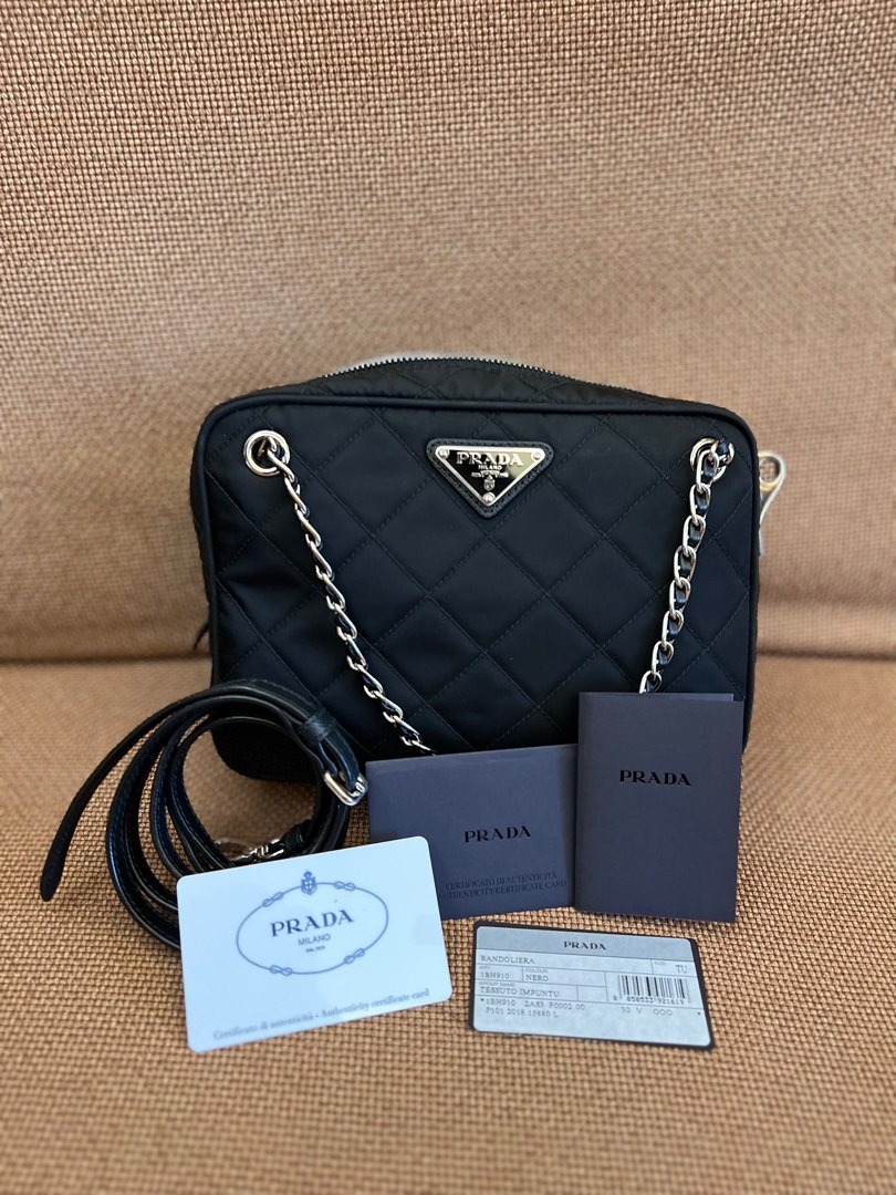 Prada Nero Tessuto Impuntu Bandoliera Convertible Crossbody