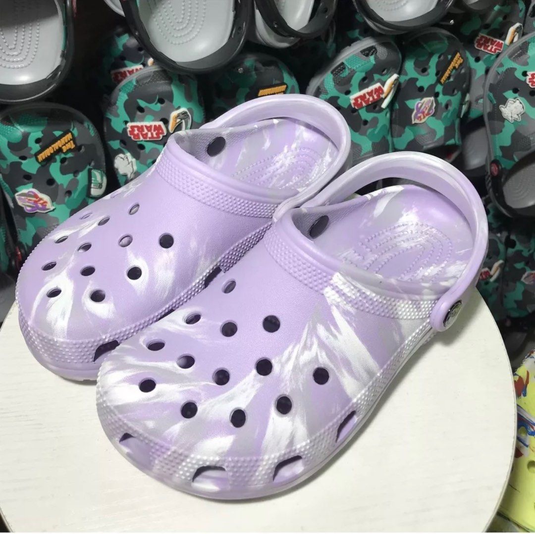 Purple Marbled Crocs M6W8