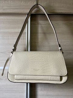 Radley London Light Gray Vale Close Leather Shoulder Bag