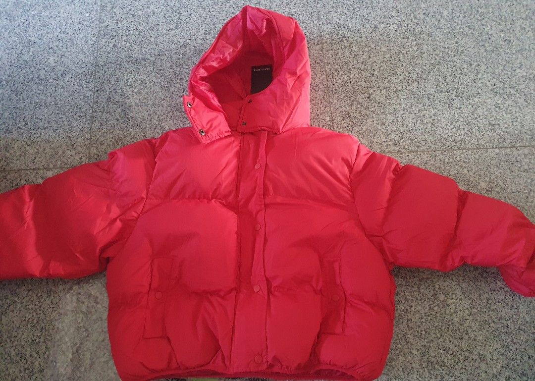 Red hooded clearance jacket