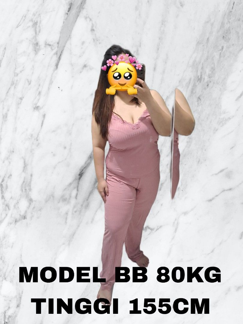 shein oneset RIB Pink sexy lingerie tanktop celana Pajamas set Piyama set,  Fesyen Wanita, Pakaian Wanita, Jumpsuits di Carousell