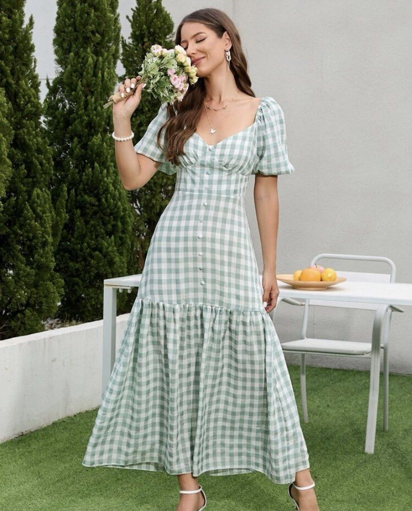 slim fit dress slacks Sage Green Linen Button-Down Dress, Lapel Collar, Cap Sleeves main image 1