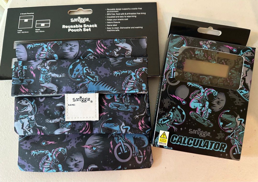 Smiggle Reusable Snack Pouch Set and Smiggle Calculator (Category: Stationery & School Supplies) located in Paranaque City. Submitted by sellingstuff22 (Listing ID 1250018585, Image 2). Description: 100% authentic Smiggle Australia bought Set of two includes: (1150) Smiggle Reusable Snack Pouch (2pcs) Smiggle Calculator Brandnew Set of three includes the above plus nesting container set 4in1 (2000php) .