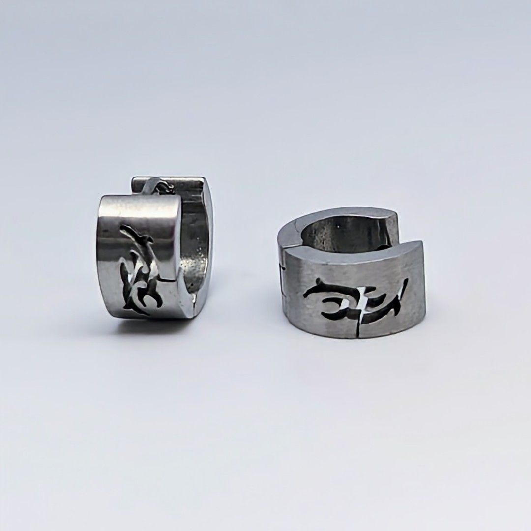 Stainless Steel Dragon Huggie Hoop Earrings With Hinged Snap