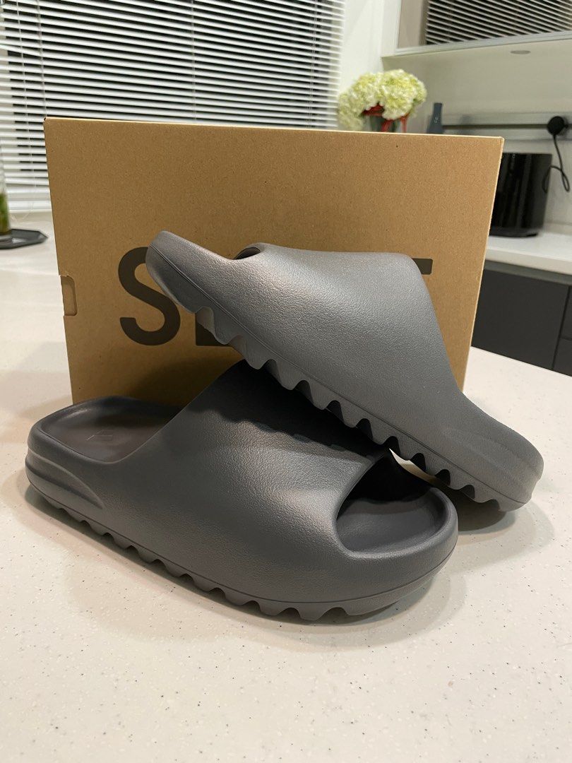 STEAL🔥🔥🔥: YEEZY SLIDES SLATE GREY UK10 BNIB, Men's Fashion, Footwear,  Sneakers on Carousell