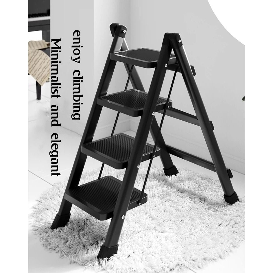 Step Ladder 3 And 4 Steps Black Foldable Step Ladder
