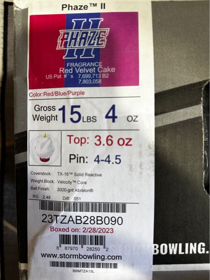 15lbs 2H Storm Phaze 2 Bowling Ball, Sports Equipment, Sports & Games