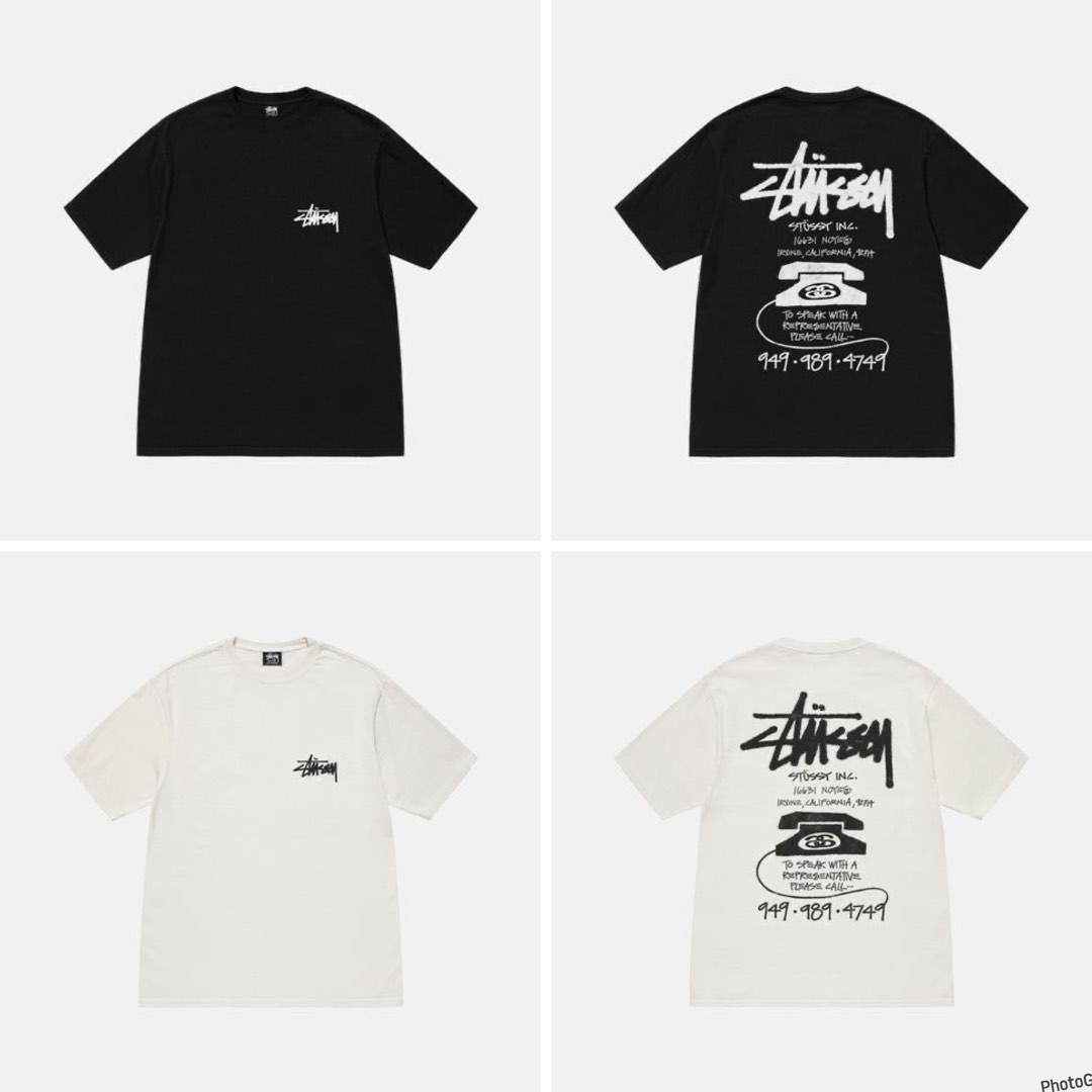 Stussy Old Phone Tee Pigment Dyed, Men's Fashion, Tops & Sets