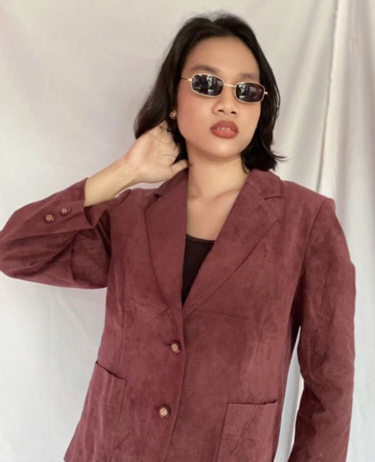 Maroon suede blazer new arrivals