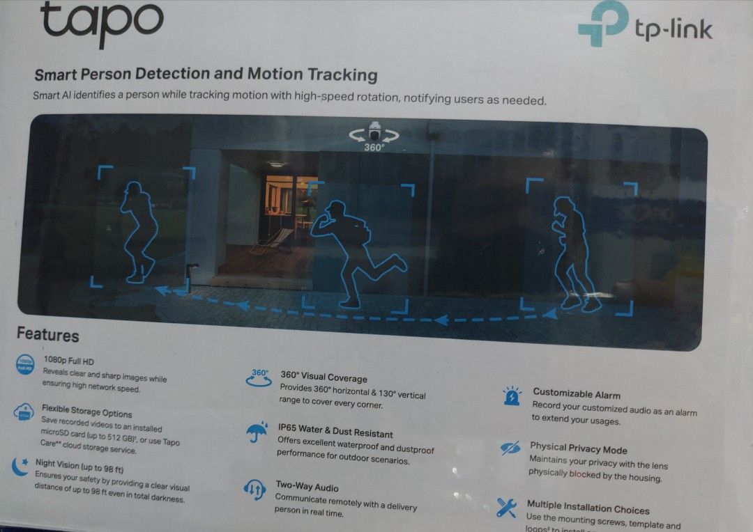 TAPO c500 outdoor security wifi camera (Category: Security Systems & CCTV Cameras) located in Rizal. Submitted by Technobyte (Listing ID 1250027841, Image 3). Description: TAPO c500 outdoor pan/ Tilt security camera 1080p full high definition 360 motion tracking AI person detection IP65 water and dust resistant micro SD card slot up to 512gb.