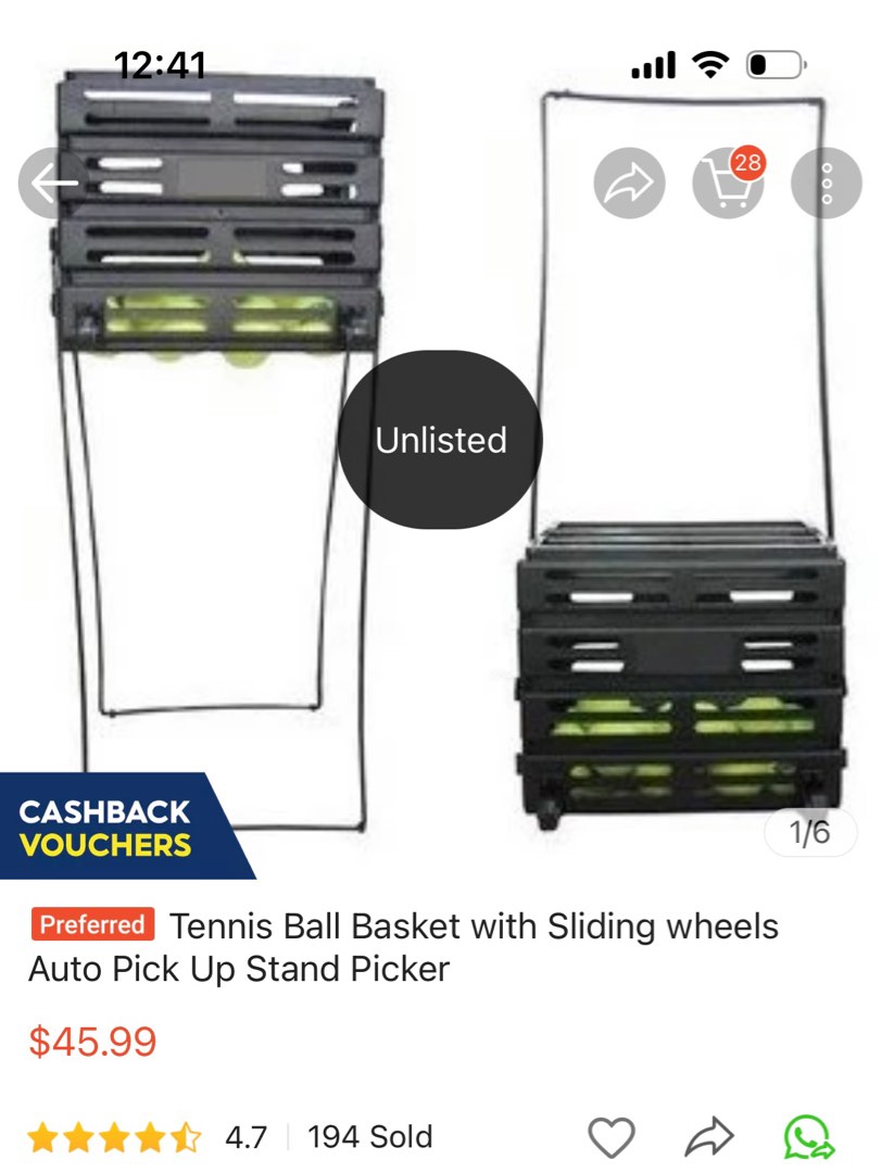 Tennis ball basket stand and picker with wheels, Sports Equipment