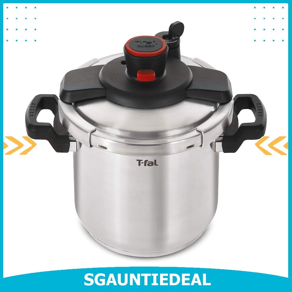T fal P45009 Clipso Stainless Steel Dishwasher Safe PTFE PFOA and Cadmium Free 12 PSI Pressure Cooker Cookware 8 Quart Silver Stovetop Pressure