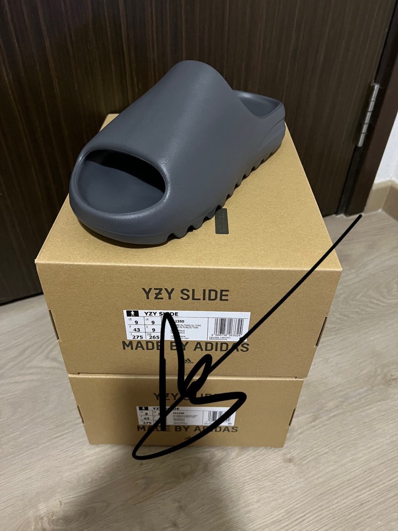 UKUS9 Yeezy Slides Slate Grey, Men's Fashion, Footwear, Flipflops and Slides  on Carousell