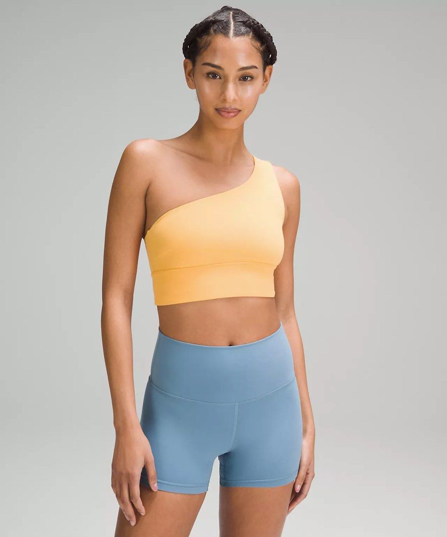 Used authentic Lululemon Asymmetrical bra c/d in mango dream size 6,  Women's Fashion, Activewear on Carousell