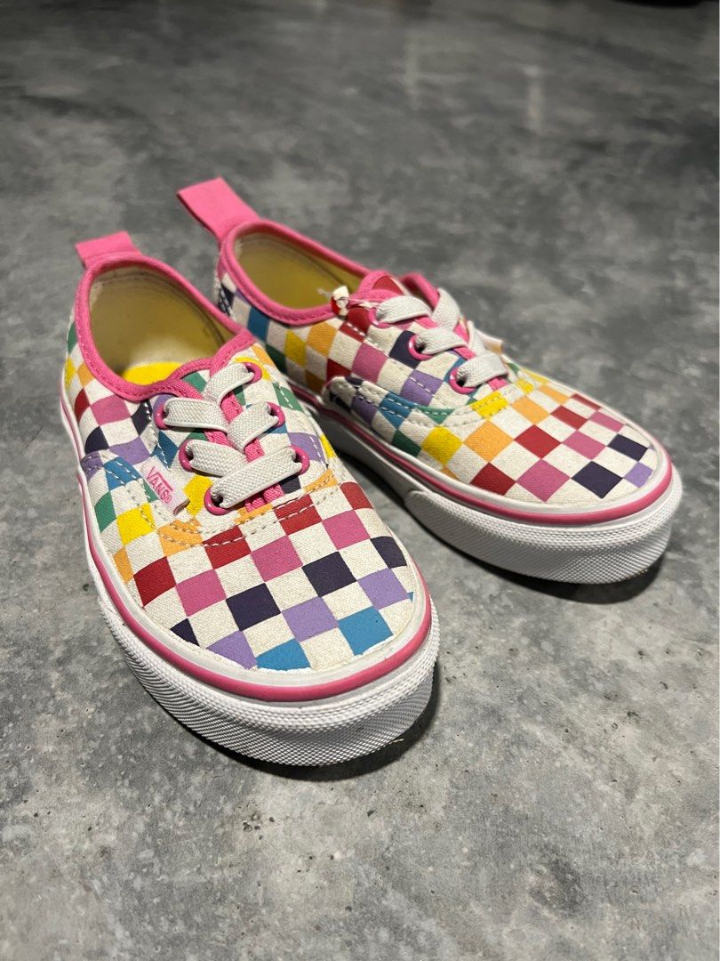 Rainbow checkered discount vans for women