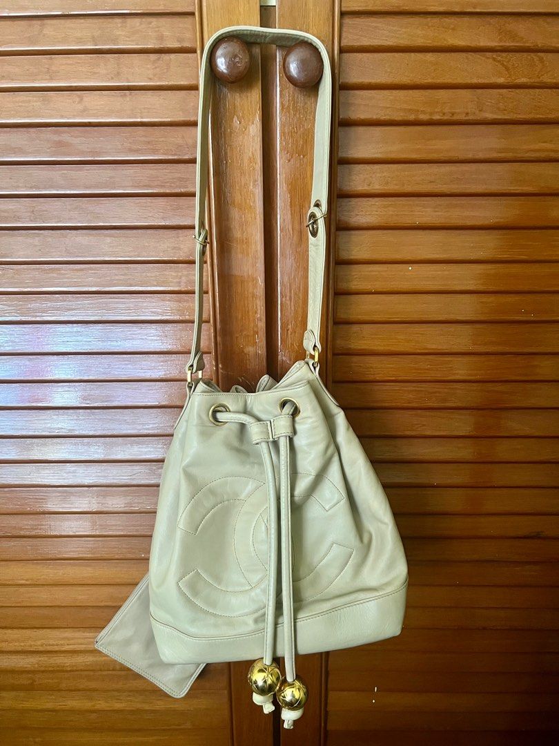 Vintage Chanel Bucket Bag (Beige), Luxury, Bags & Wallets on Carousell