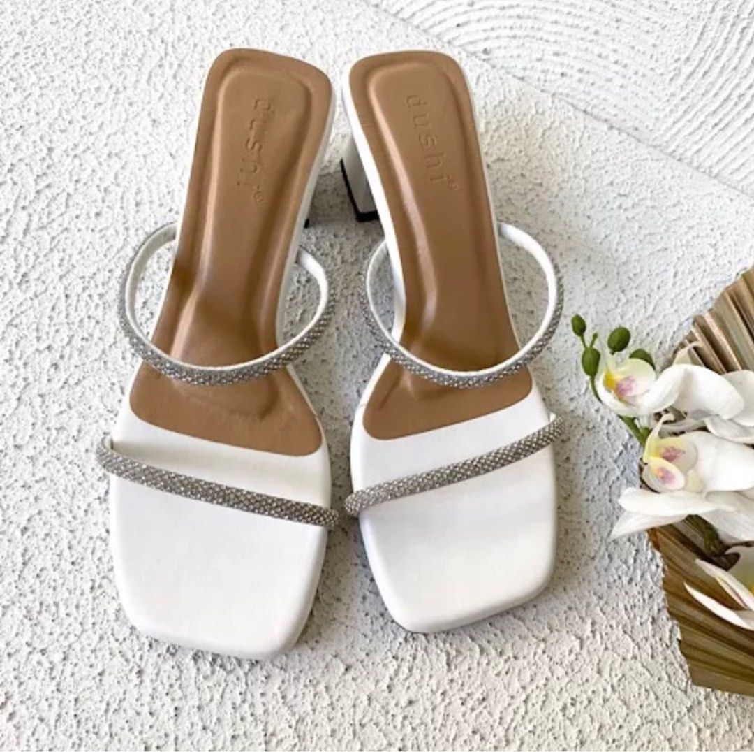 White glitter heels hot sale