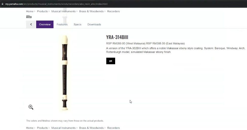 Yamaha Alto Recorder YRA314BIII, Hobbies & Toys, Music & Media