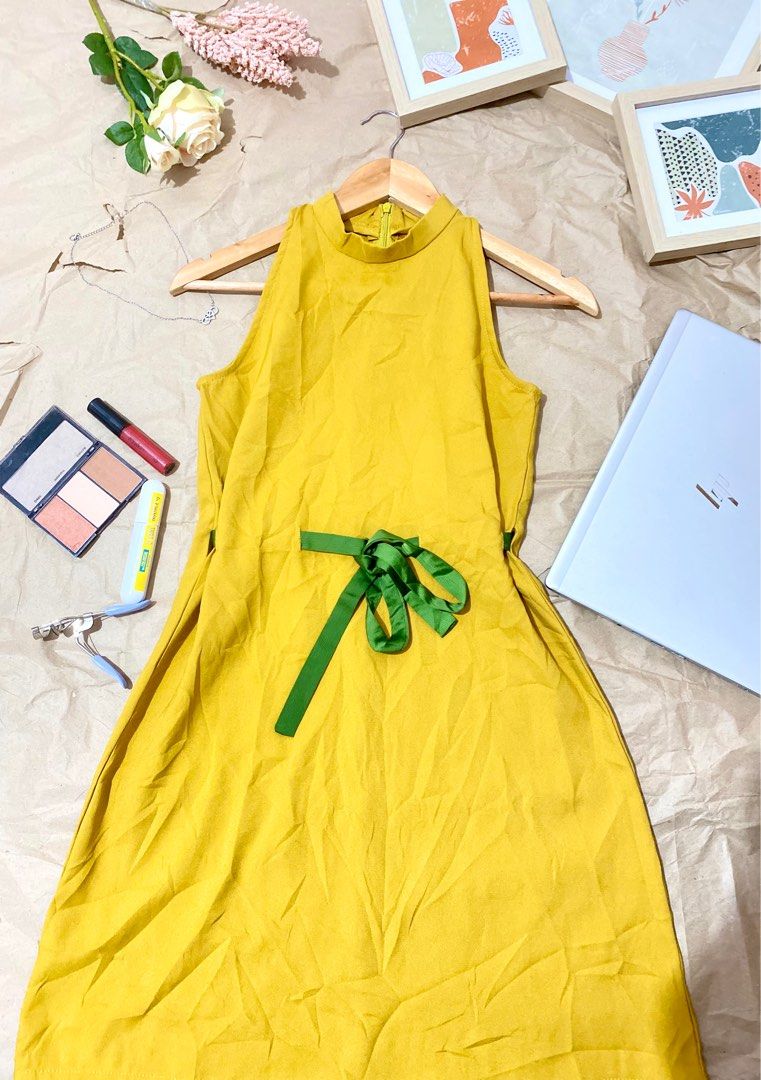 Mustard yellow casual hotsell dress