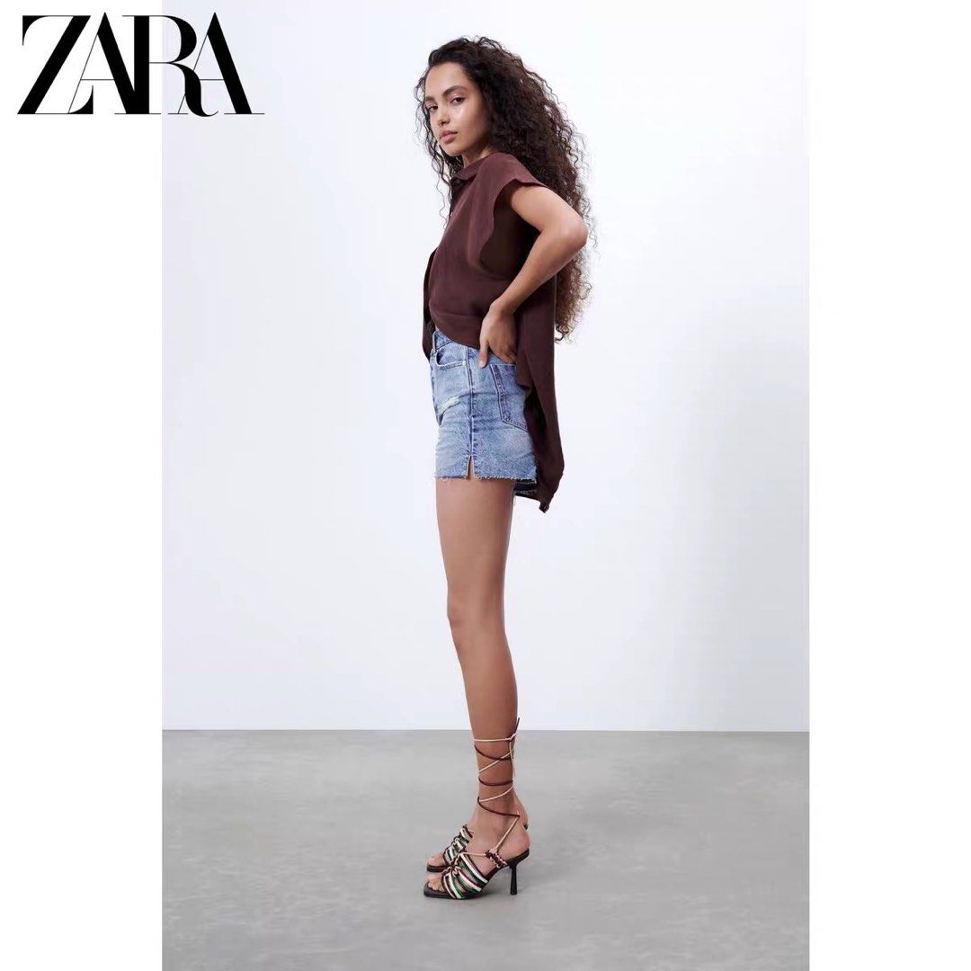 Short denim sales hi rise zara