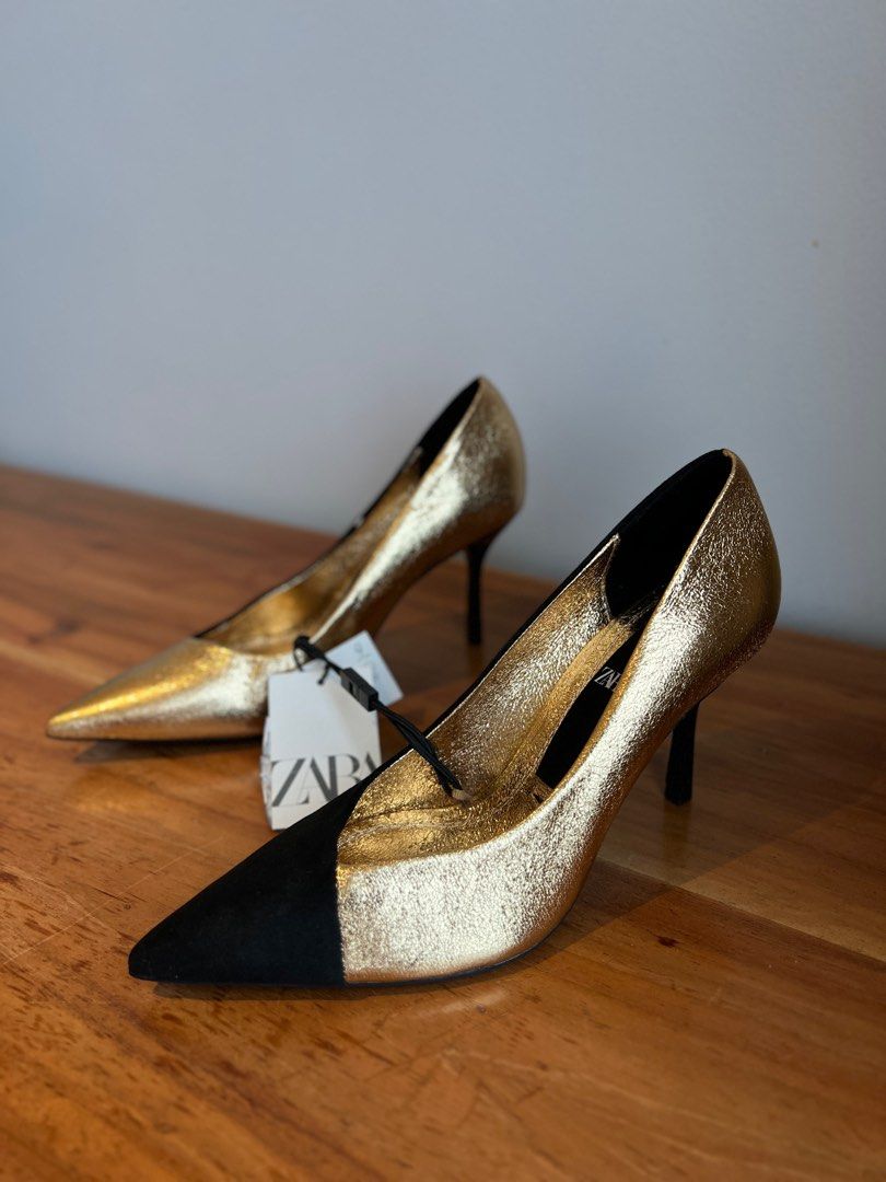 Zara gold pumps new arrivals